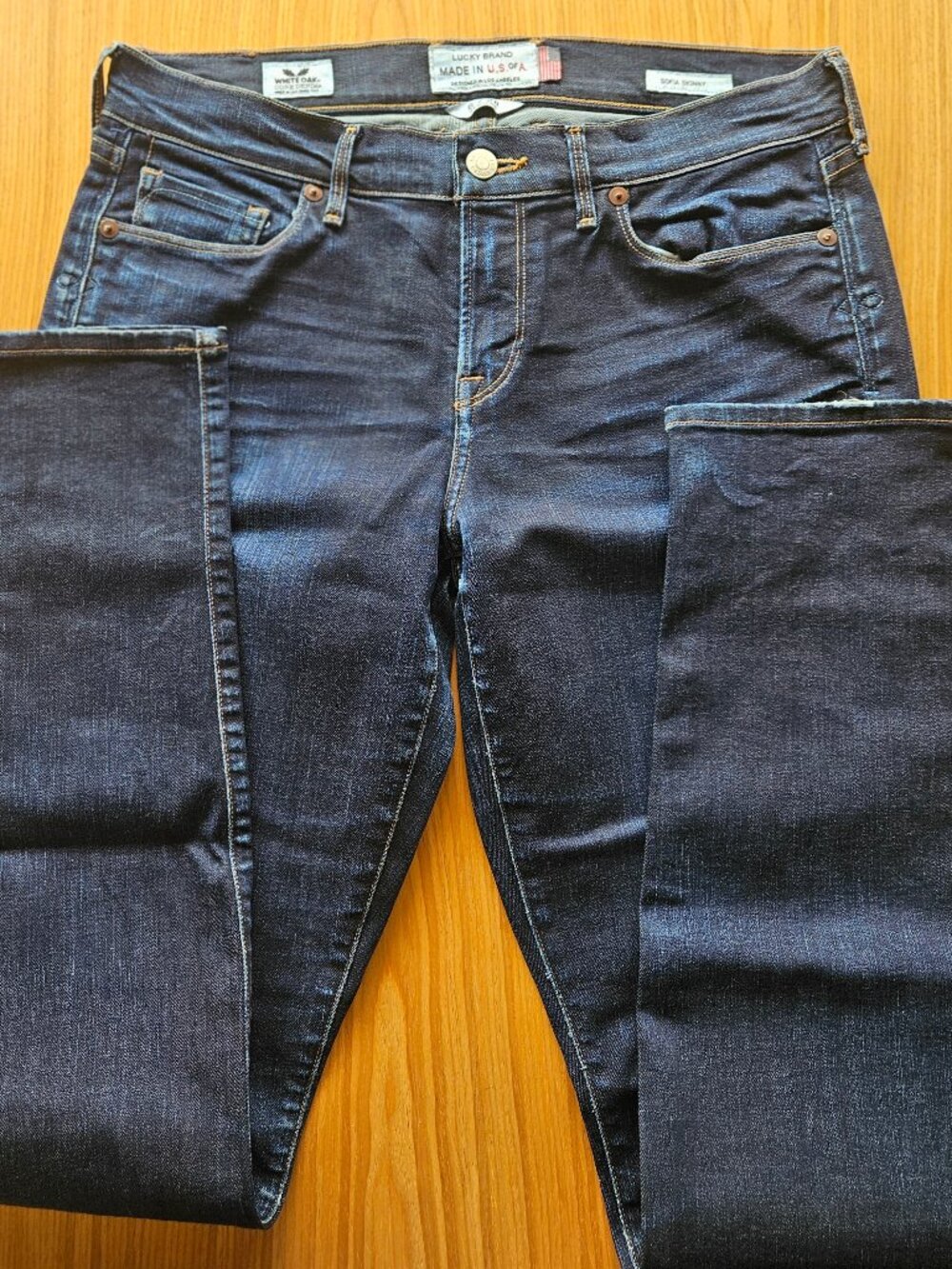 Lucky Brand Jeans Size 6/28 Blue Sofia Skinny White Oak Cone Denim Made USA